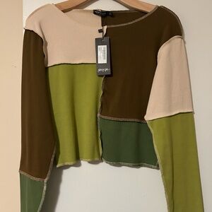NastyGal Patchwork Jersey Crop Top BRAND NEW size 10